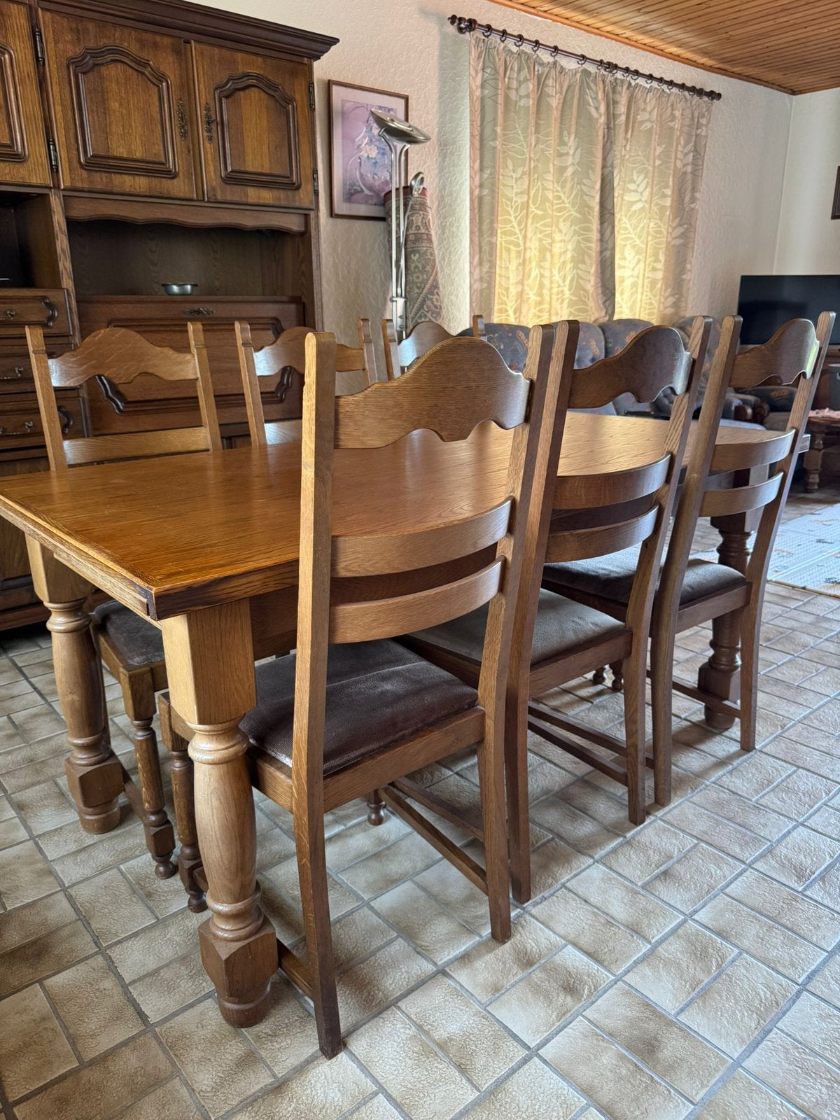 Table rustique avec allonge et 6 chaises, 150 à 200 cm, Cinq personnes ou plus, Enlèvement, Utilisé