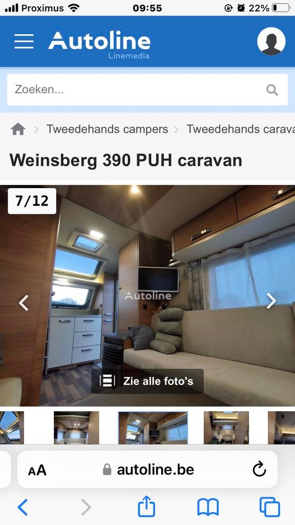 Weinsberg Cara One 390 PUH, Caravans en Kamperen, Caravans, Rondzit, Particulier, Knaus, Tot en met 6