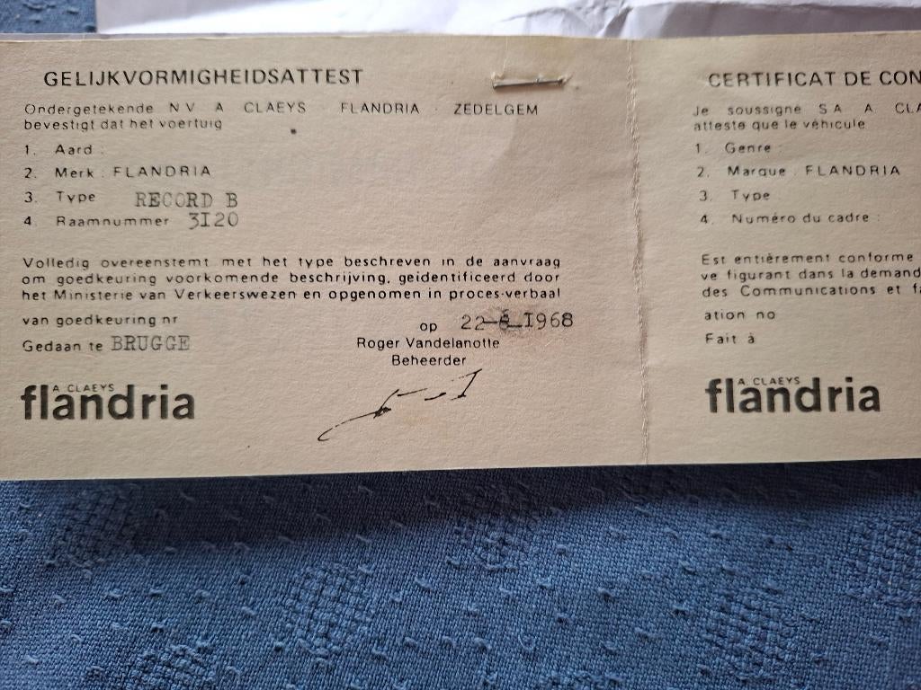 flandria brommer, Klasse B (45 km/u), 50 cc, 5 versnellingen, Ophalen