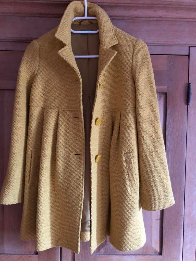 Manteau vintage de couleur ocre 10-11 ans, Enlèvement, Comme neuf, Manteau