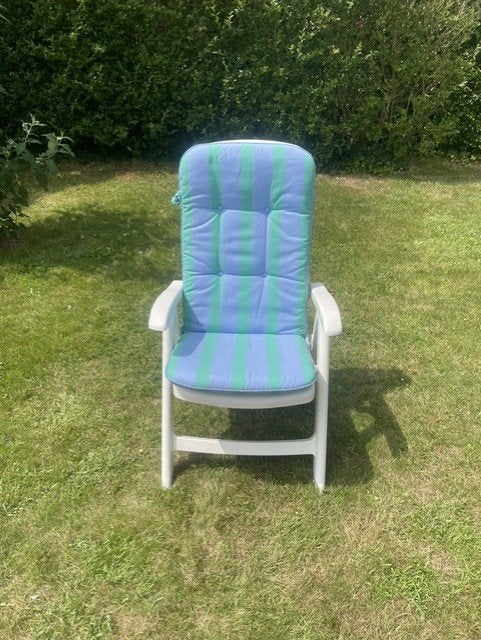6 witte tuinstoelen met kussen van merk Lawn Comfort, Ophalen, Gebruikt, Verstelbaar