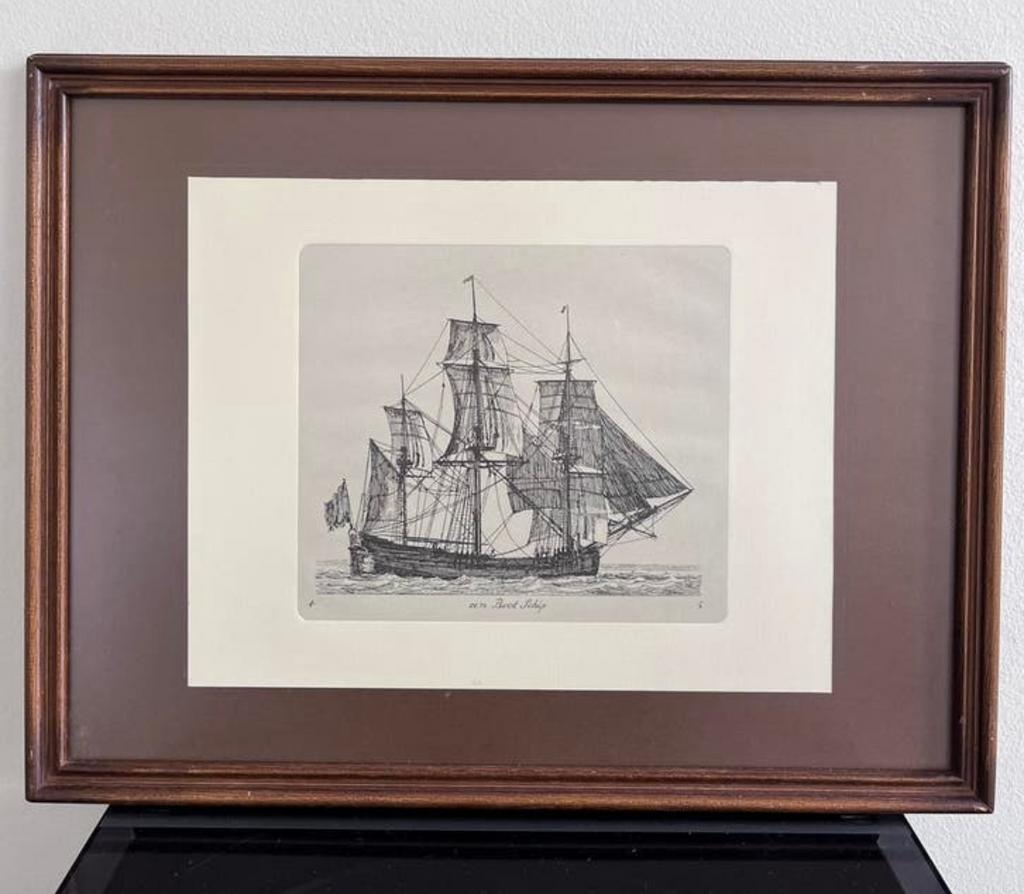 Maritieme kader zeilschip ‘Een Boot Schip’ ingelijst 33x43cm, Ophalen of Verzenden