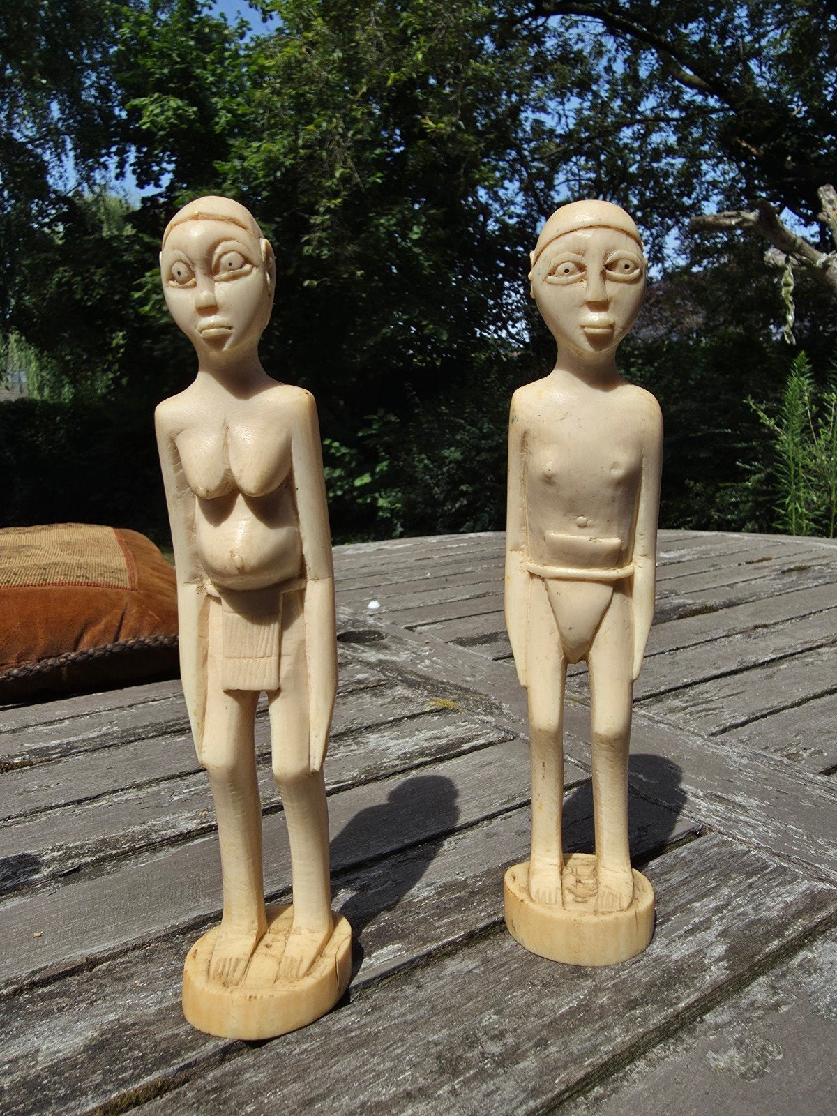 2 handgesneden Afrikaans beeldjes-2vintage sculpturen, Antiek en Kunst, Ophalen of Verzenden, Afrika