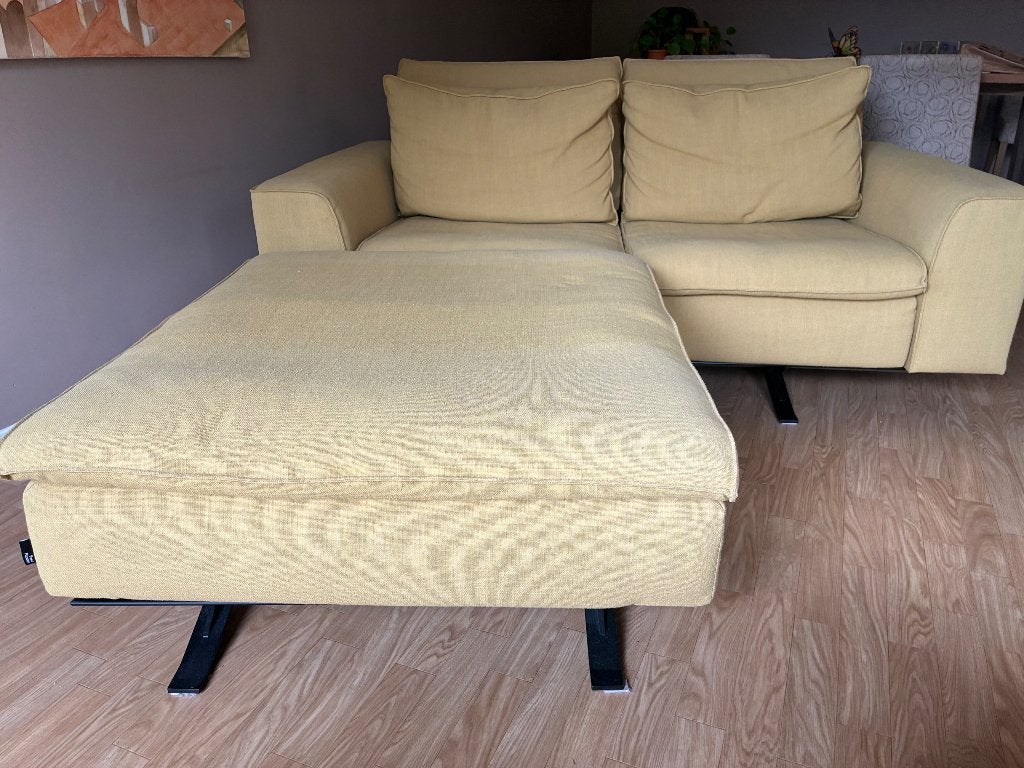 Zetel 2-zit + poef Passe Partout, Ophalen, Gebruikt, 150 tot 200 cm, Tweepersoons