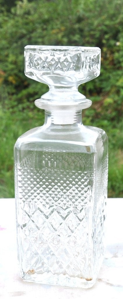 carafe carrée verte en verre moulé, Enlèvement ou Envoi