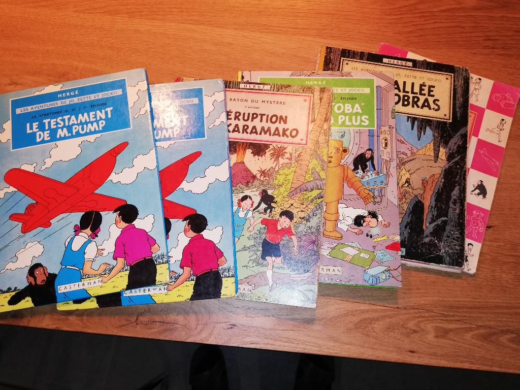 Lot 6 albums Hergé — Jo, Zette et Jocko, Enlèvement
