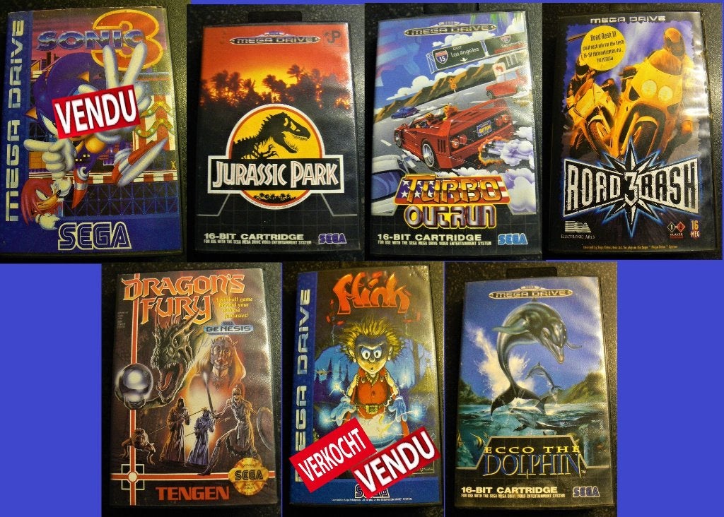LOT DE JEUX VIDEOS VINTAGES SEGA MEGADRIVE, Mega Drive, Utilisé, Avec jeux, Sans contrôleur