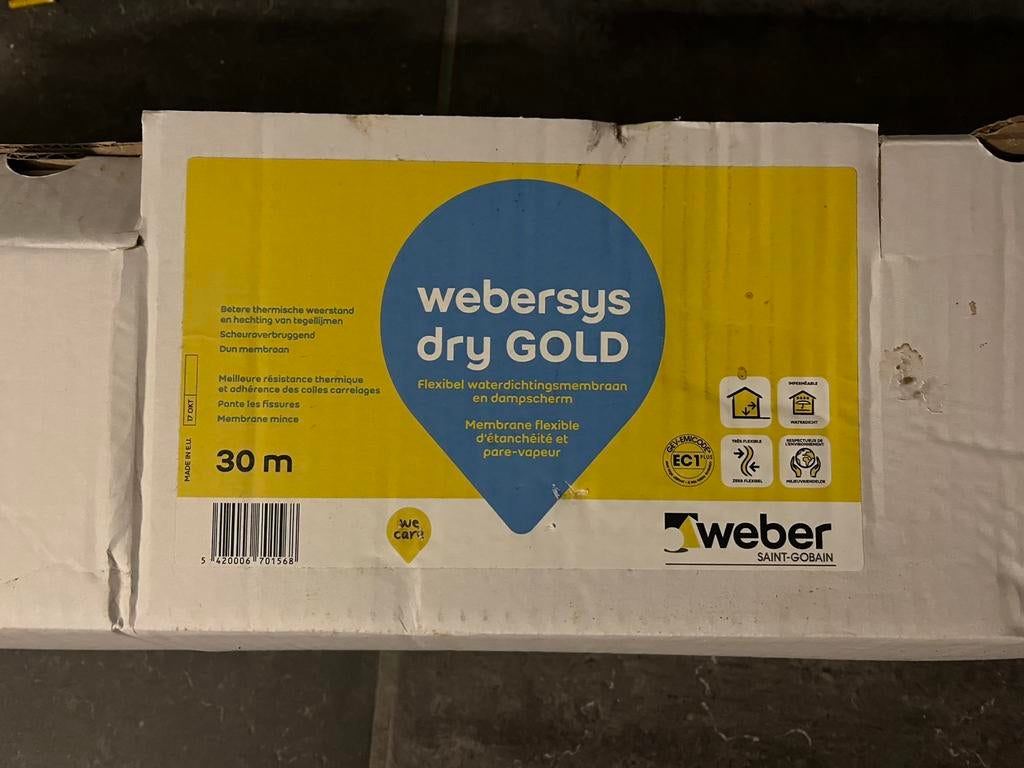 Webersys Dry Gold 30 m waterdichtingsmembraan - 190€/stuk, Ophalen, Nieuw