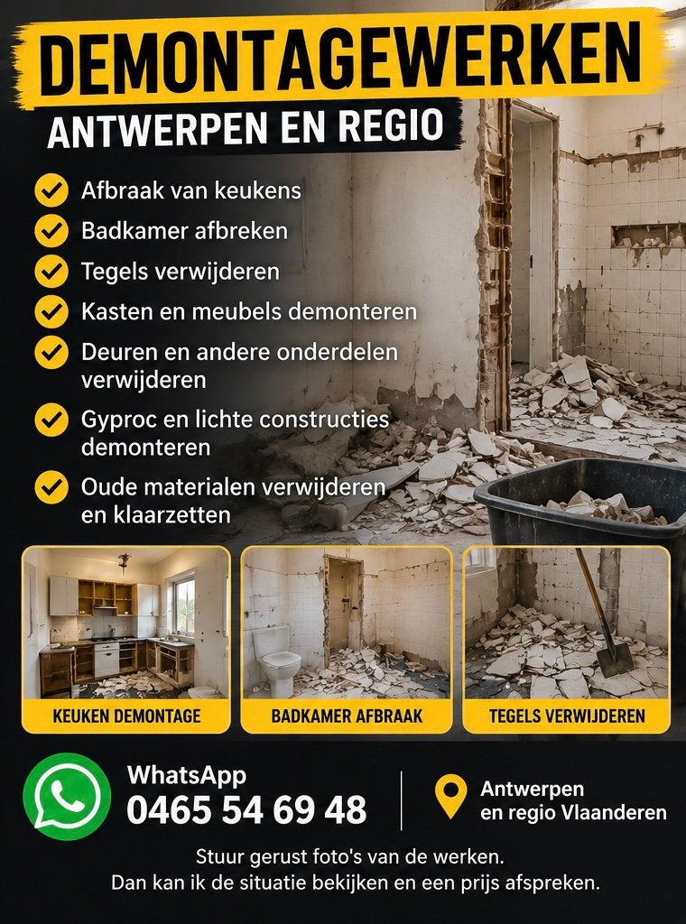Afbraakwerken en demontage – Antwerpen en omgeving, Ophalen of Verzenden