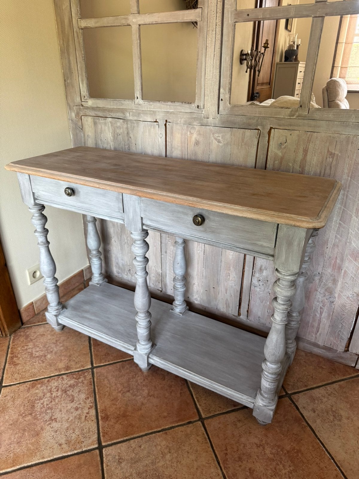 Console double avec 2 tiroirs, Enlèvement, Comme neuf, Bois