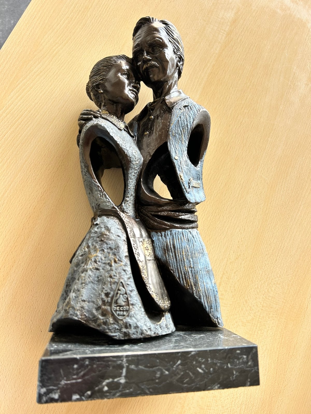 Heel mooi bronzen beeld van een koppel, Enlèvement, Brons, Statue