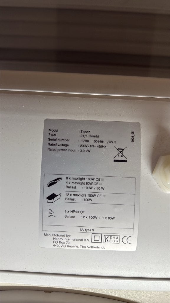 Hapro zonnehemel (nieuwe lampen!), Elektronische apparatuur, Ophalen of Verzenden, Nieuw, Zonnebank dubbelzijdig, 15 lampen of meer