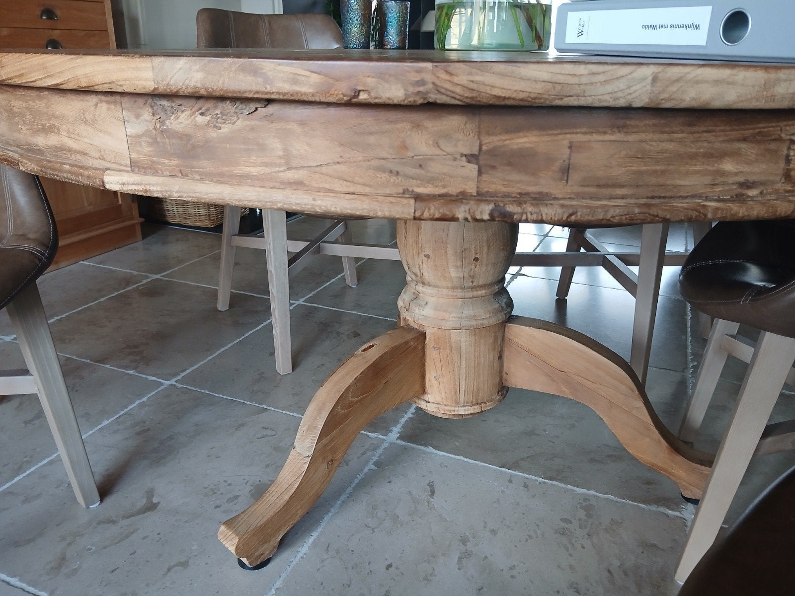 eetkamertafel teak massief, Ophalen, Vijf personen of meer, Teakhout, Rond
