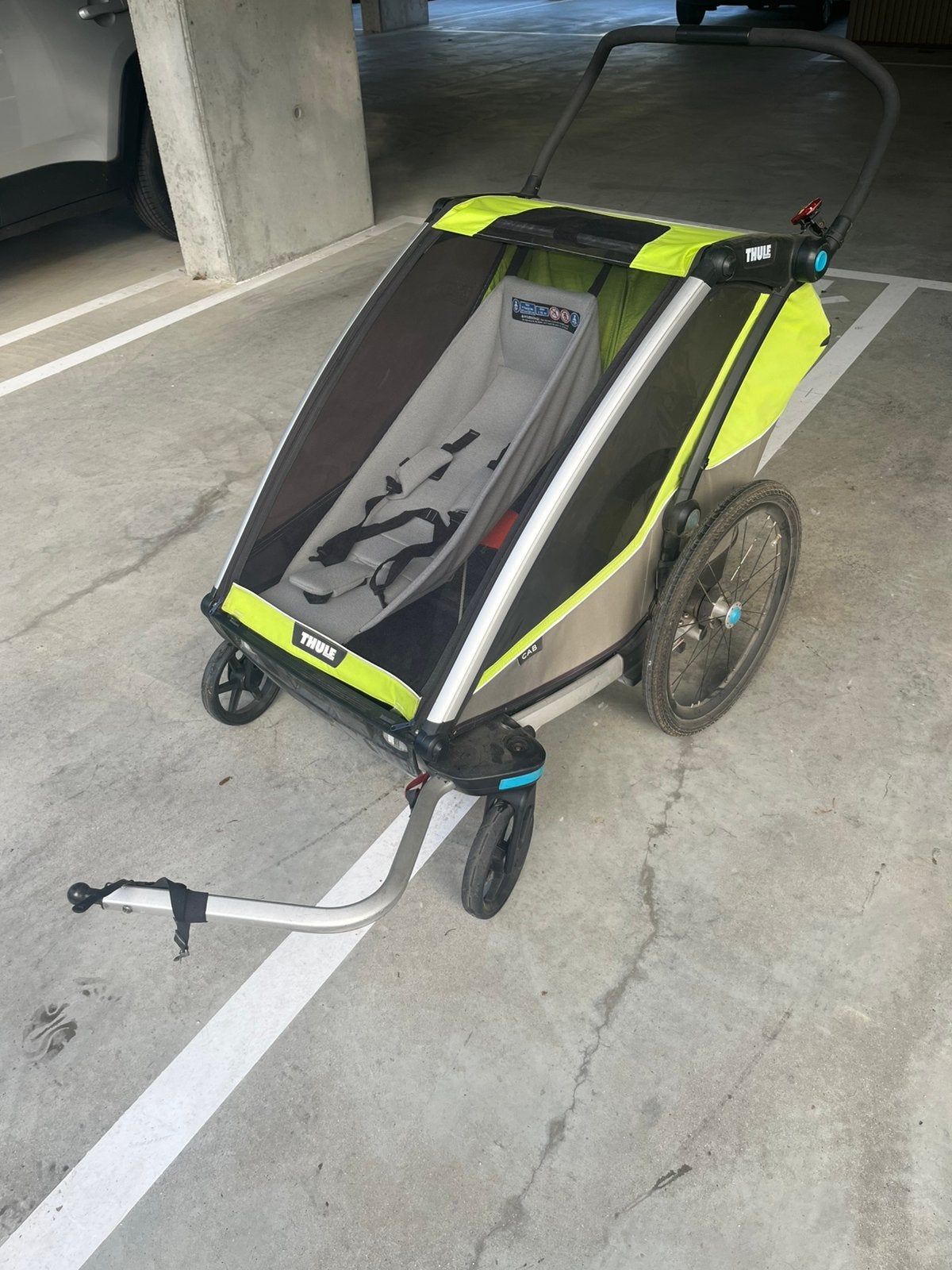 Thule chariot cab fietskar, Fietsen en Brommers, Ophalen, Gebruikt, Kinderkar, Vering