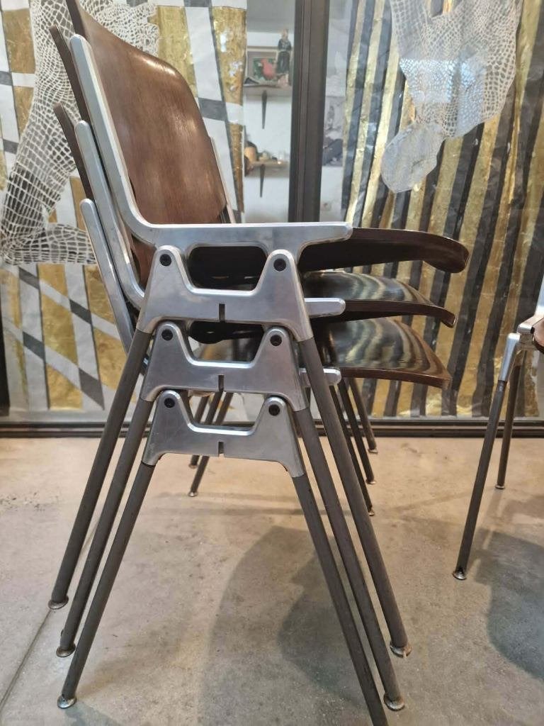 4 Chaises Castelli vintage, Maison & Meubles, Style moderniste italien années 60, Brun, Enlèvement, Utilisé