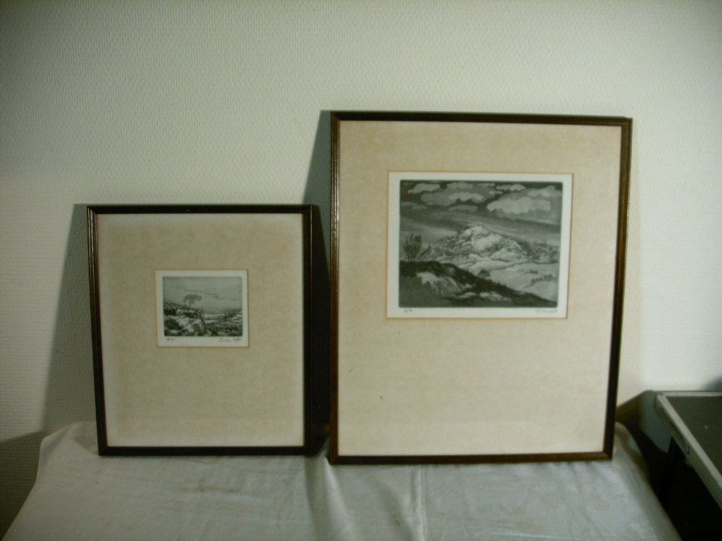 Deux œuvres graphiques de Livien De Trogh., Antiquités & Art, Eau-forte, Enlèvement ou Envoi, 1950 - 1999, Paysage