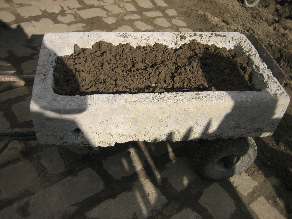 oude franse hardstenen bloembak,plantenbak, Enlèvement, Utilisé