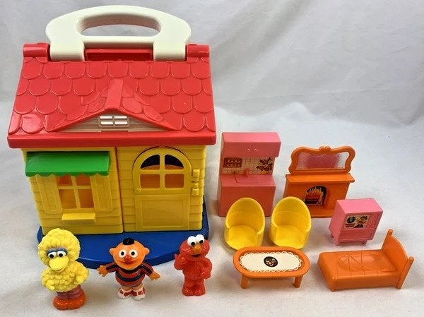 Tyco Sesamstraat Cottage huis speelset figuren vintage 1993, Verzenden, Zo goed als nieuw