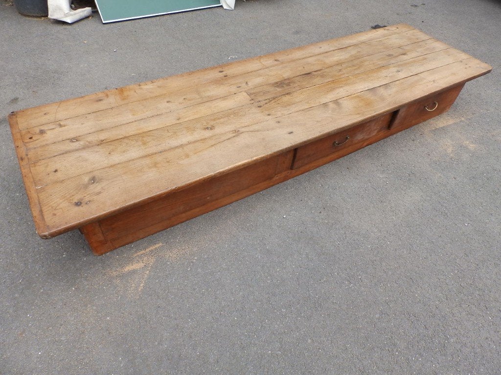 Grote 19e-eeuwse boerentafel met laden - Japanse tafel, Antiek en Kunst, Antiek | Meubels | Tafels, Ophalen
