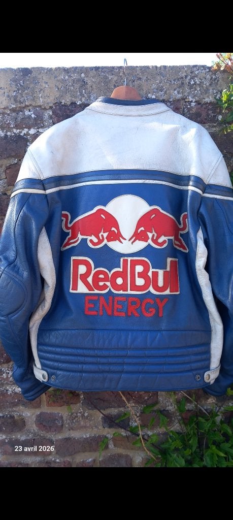 Veste moto en cuir redbull de collection, Motoren, Kleding | Motorkleding, Jas | leer, Heren, Tweedehands, Ophalen