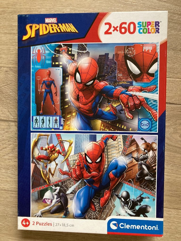 Puzzel van Spiderman 2 X 60, Ophalen of Verzenden, Meer dan 50 stukjes, Zo goed als nieuw