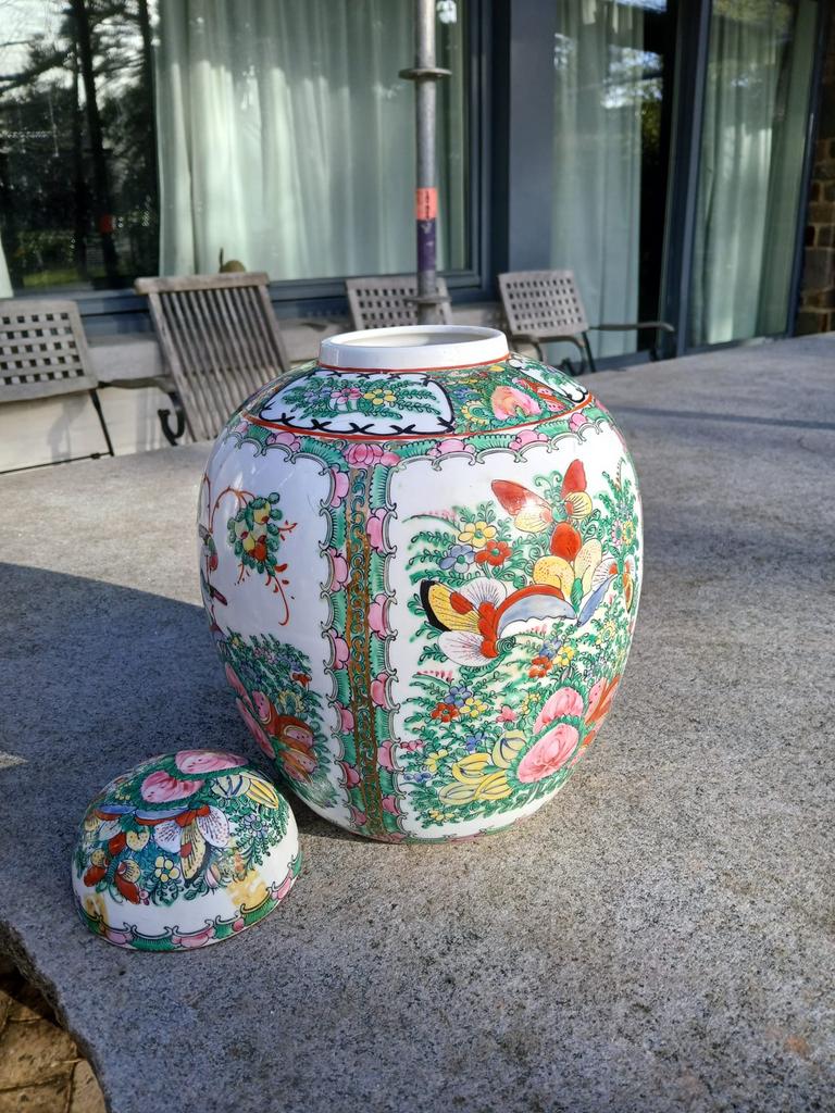 famille rose vintage pot chinois a gingembre, Enlèvement ou Envoi