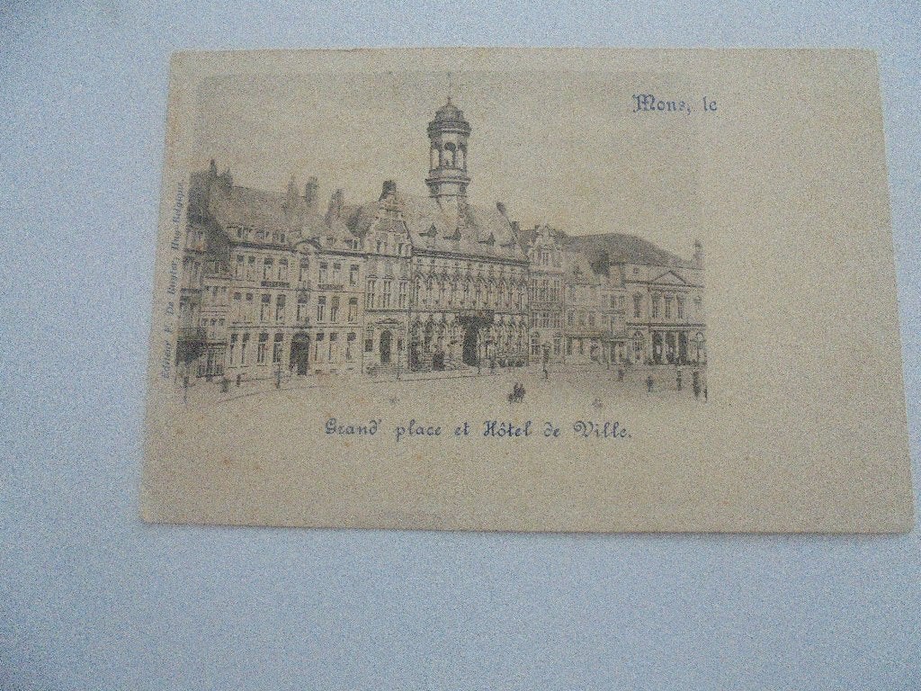 mons- grand'place et hotel de ville, Ophalen of Verzenden, Voor 1920, Ongelopen, Henegouwen