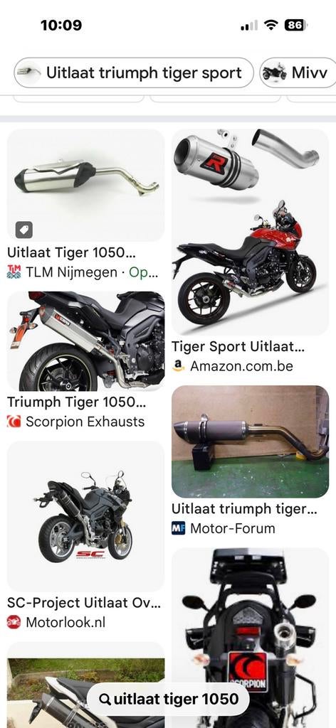 Ik zoek een Uitlaat tiger 1050, Motoren, Particulier