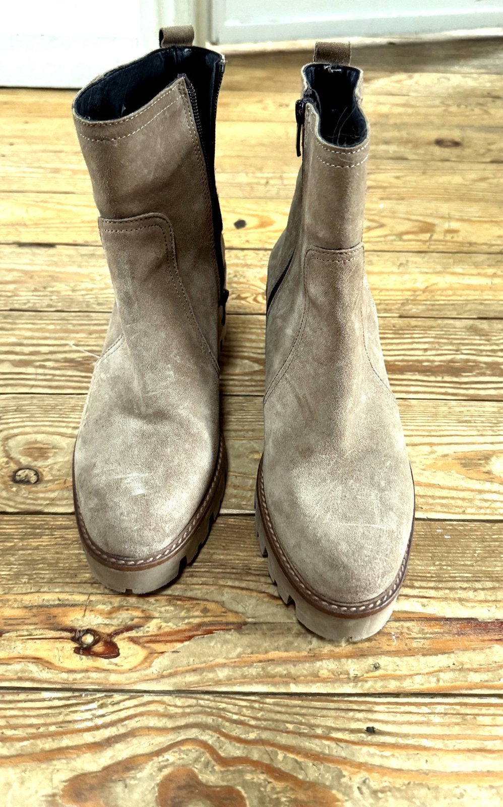Taupe suède bikerlaarzen - T 40 - Be Original, Kleding | Dames, Ophalen of Verzenden, Zo goed als nieuw