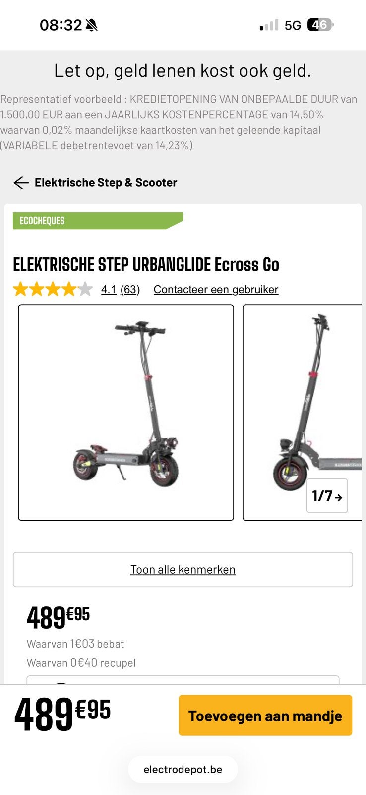 trotinette electrique Urbanglide Ecross, Enlèvement, Comme neuf