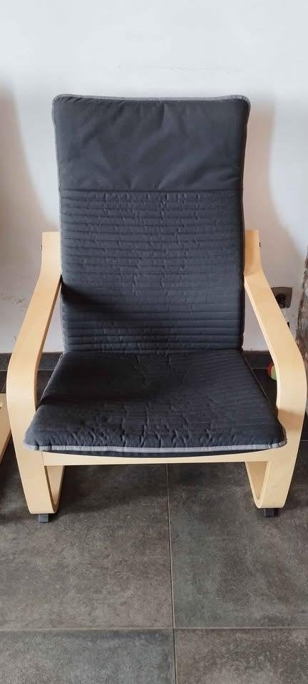 Fauteuil siège Poang Ikea plaqué chêne blanchi, Enlèvement, Utilisé, Bois