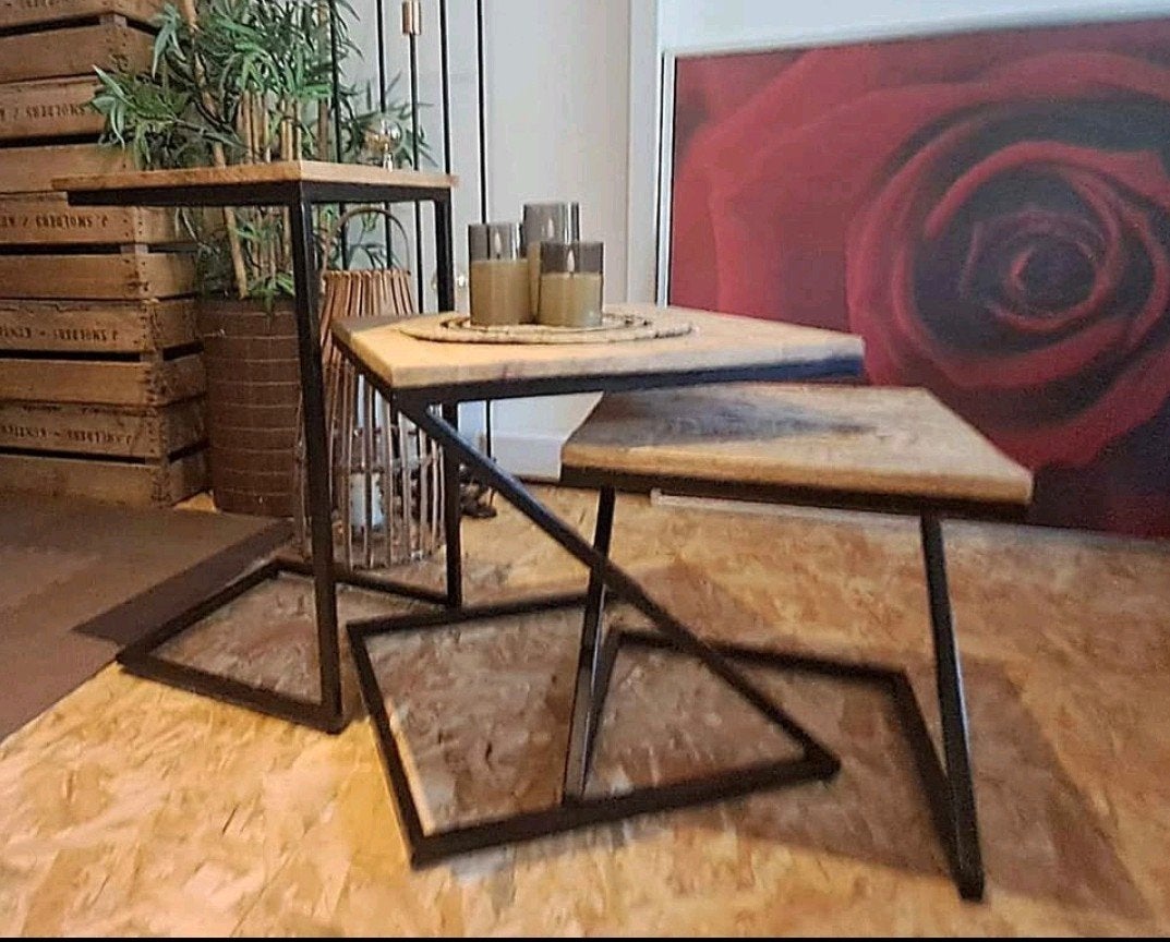 Salontafels, Huis en Inrichting, Tafels | Salontafels, Ophalen, Gebruikt, Vierkant, Industrieel