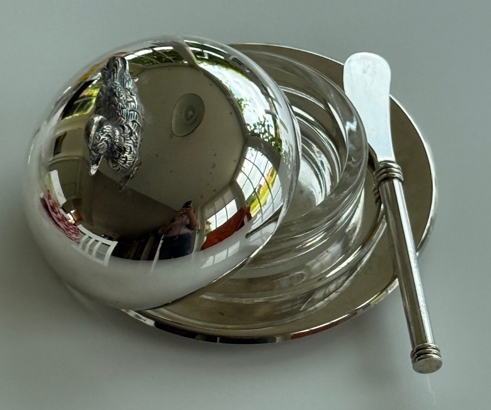 Beurrier en argent plaqué motif canard, Enlèvement ou Envoi