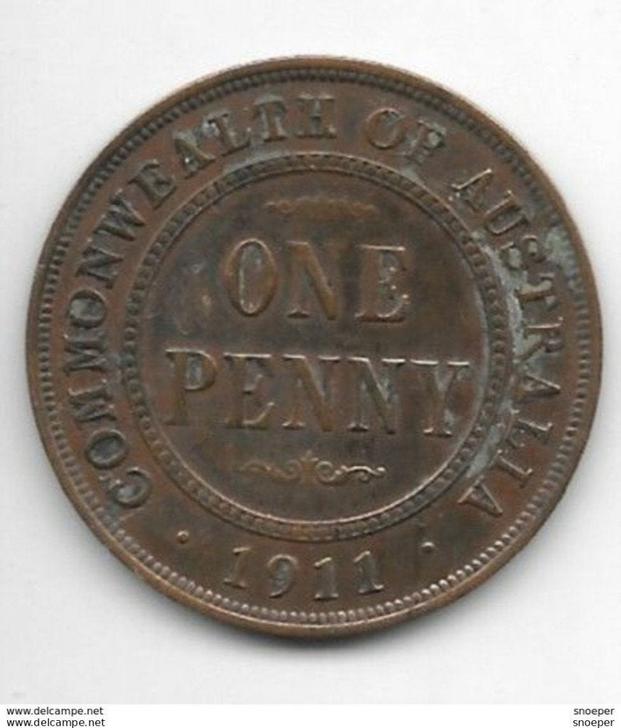 australia 1 penny 1911 km 23 vf+, Timbres & Monnaies, Monnaies | Amérique, Envoi, Amérique du Sud, Monnaie en vrac