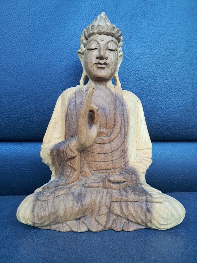 Houten Boeddha/Vitarka Mudra/31 cm/Azie, O, Ophalen of Verzenden, Hout, Olibanshee@hotmail.com