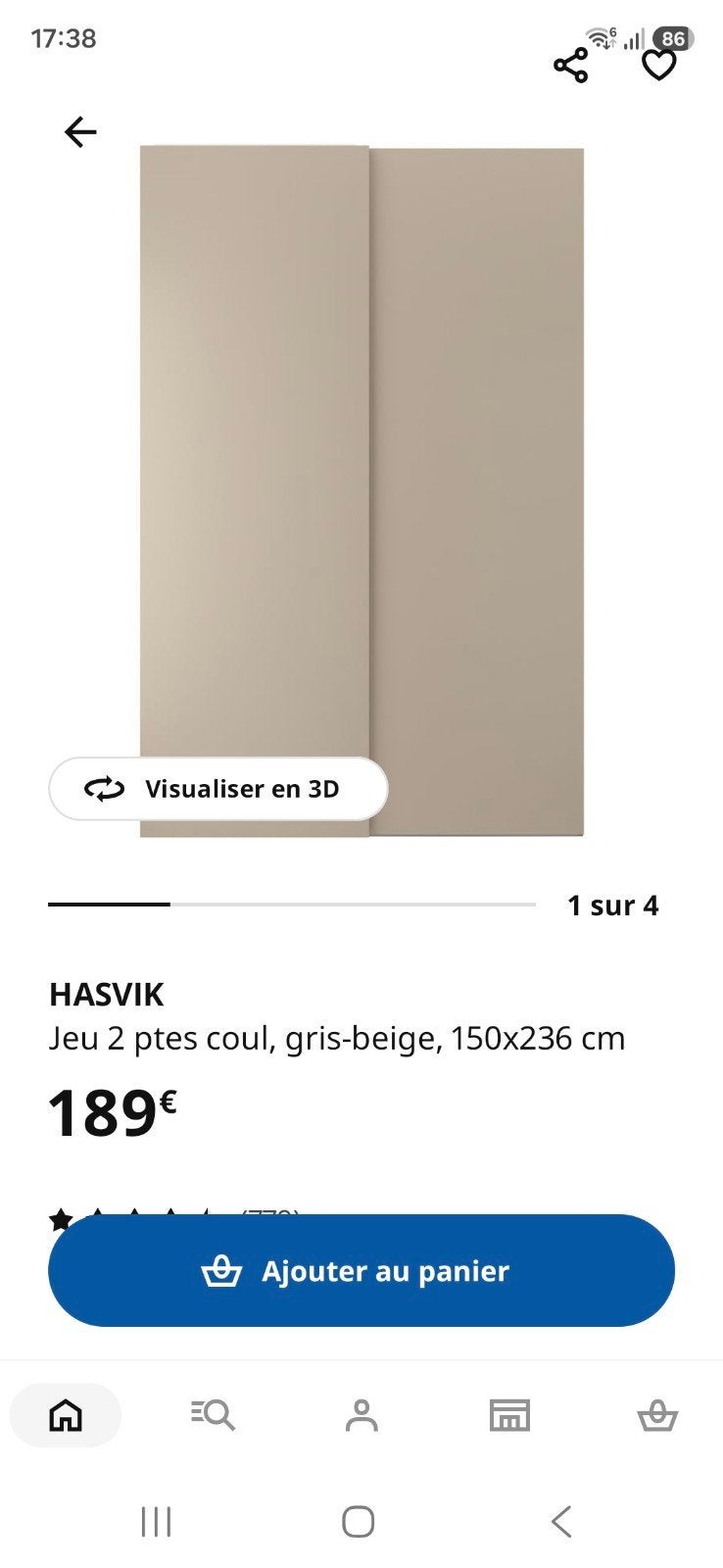 lot de 2×2 portes pax beige brillante, Maison & Meubles, Armoires | Penderies & Garde-robes, Enlèvement