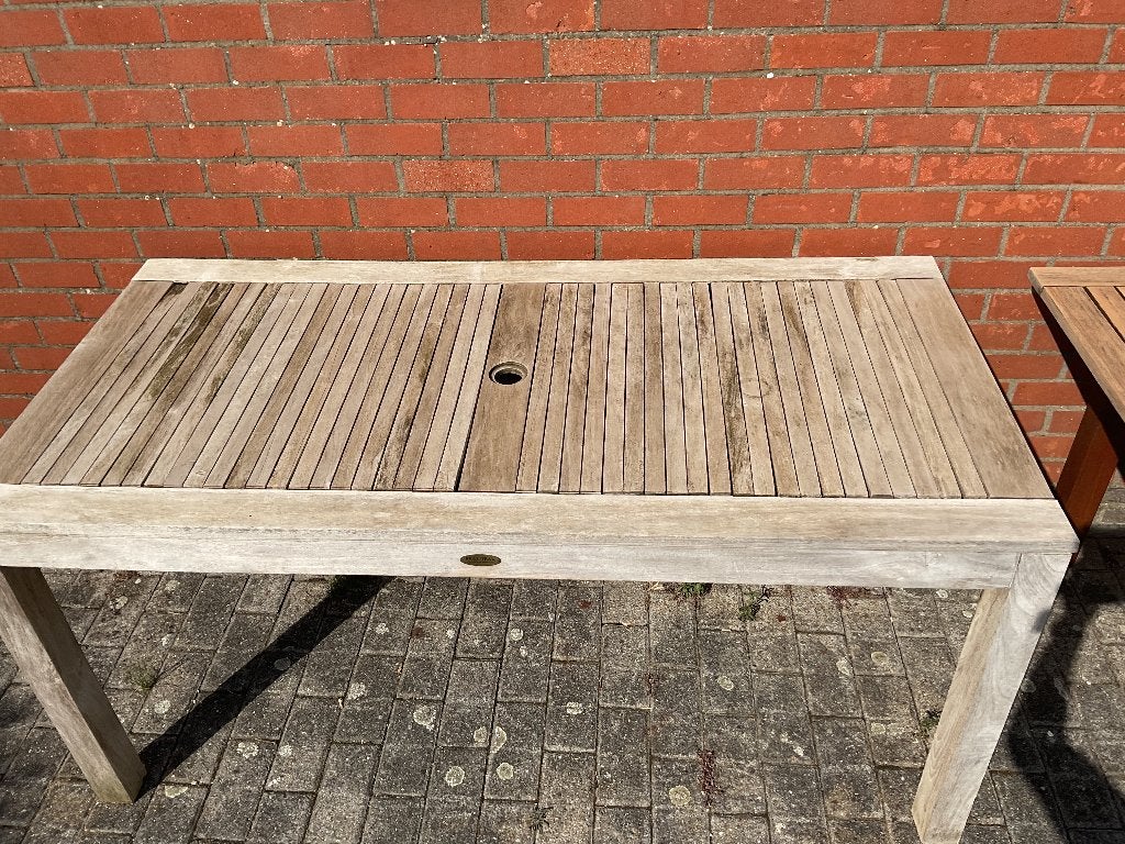 Tuintafel real teak 1m60x80 In de staat dat het is., Tuin en Terras, Ophalen