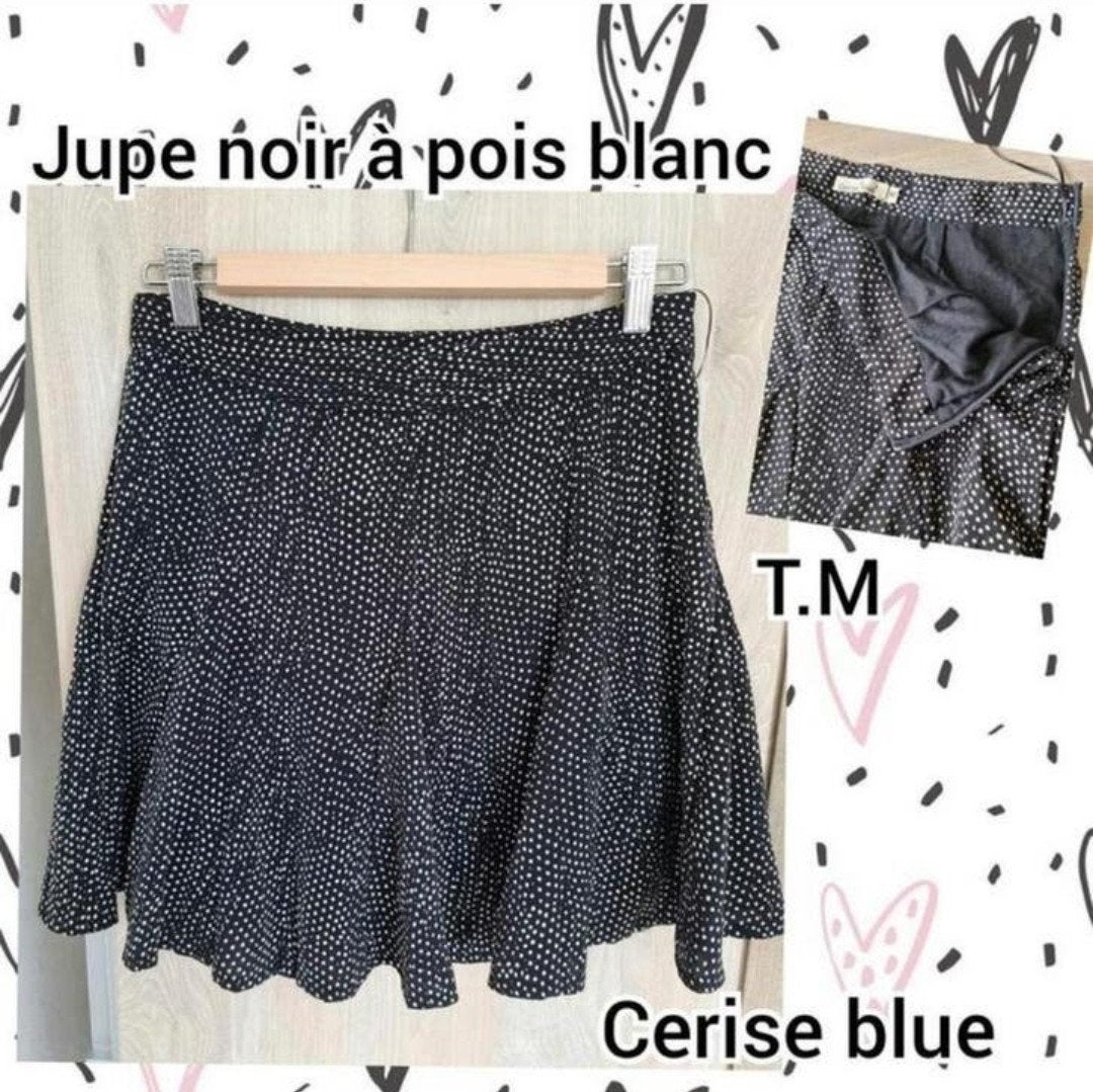 Jupe pour femme-noire-Cerise blue-T.M (38), Taille 38/40 (M), Enlèvement ou Envoi, Au-dessus du genou, Porté