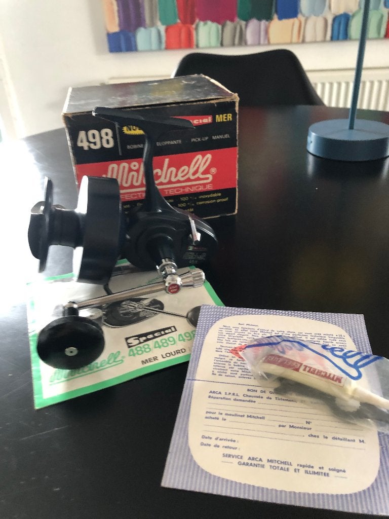 Mitchell 498, Enlèvement ou Envoi, Comme neuf, Moulinet