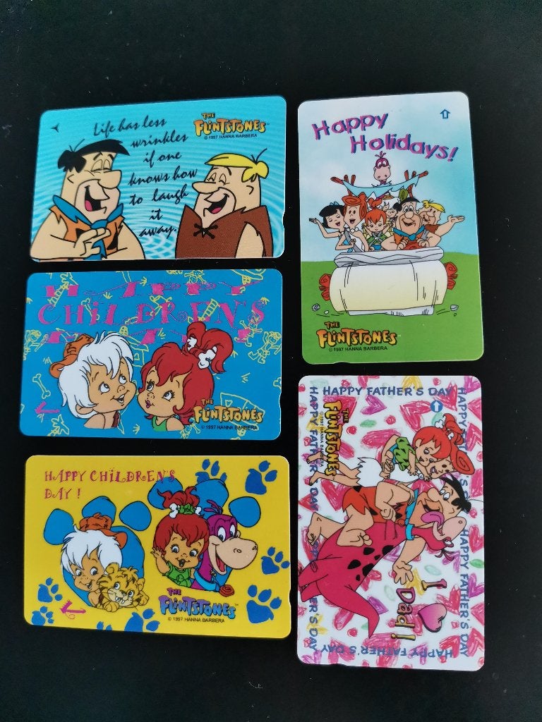 5 cartes de téléphone des Pierrafeu  - Singapour, Collections, Cartes de téléphone, Enlèvement ou Envoi