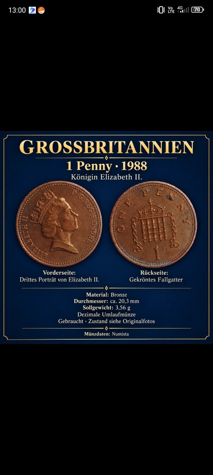 pièce Elizabeth 1988, Timbres & Monnaies, Enlèvement ou Envoi