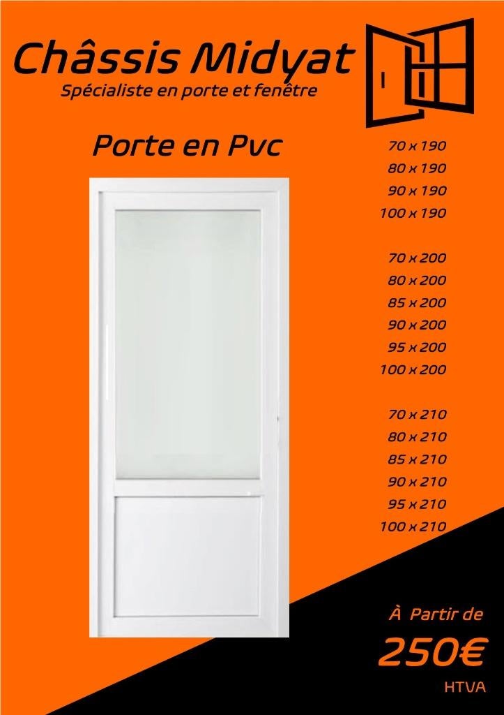 PORTE DE SERVICE EN STOCK 250€, Bricolage & Construction, Vitres, Châssis & Fenêtres, Enlèvement, Neuf, Fenêtre de façade ou Vitre