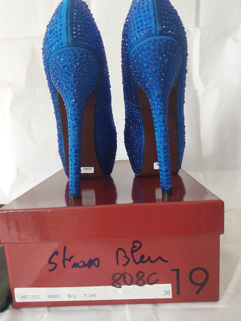 808C* 1969 sexy blauwe pumps met zeer hoge hakken (38), Pumps, Nieuw, Verzenden, Blauw