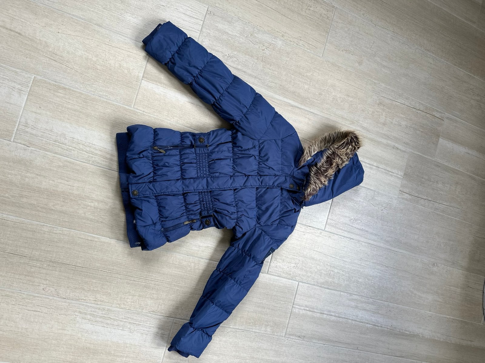 Donkerblauwe winterjas Here+There – maat 176, Enfants & Bébés, Vêtements enfant | Taille 176, Enlèvement ou Envoi, Utilisé, Fille