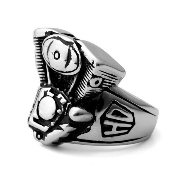 Motorcycle Engine V-Twin bikerring chirurgisch staal, Handtassen en Accessoires, Ophalen of Verzenden, Nieuw, IJzer of Staal, Heer