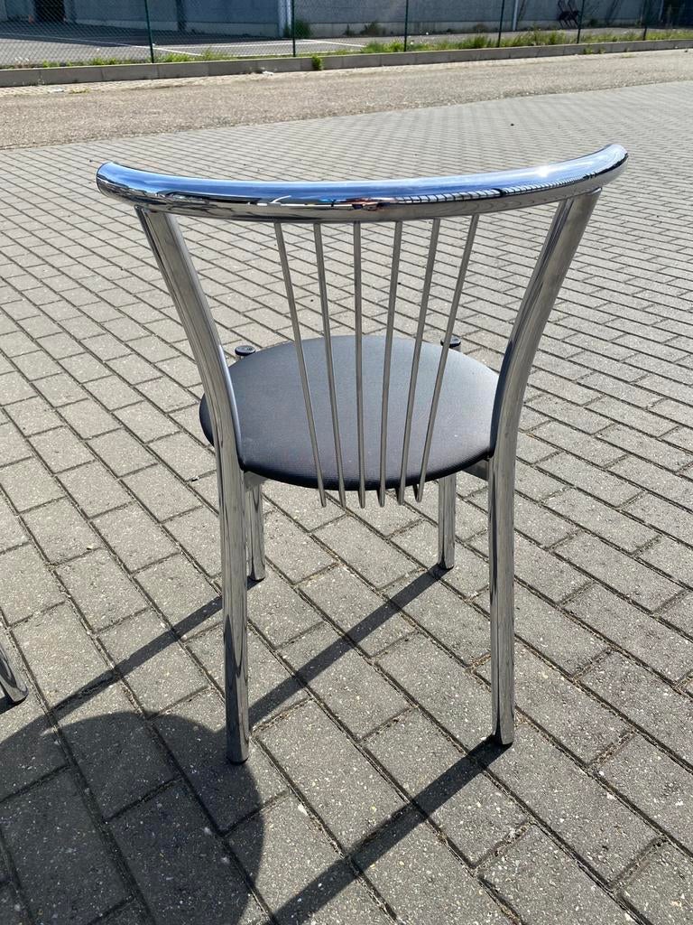 Set van 8 Calligaris design stoelen chroom & zwart, Ophalen, Zo goed als nieuw