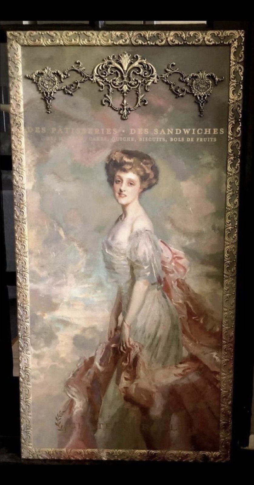 Prachtige Brocante Lijst met victoriaanse Dame, Ophalen