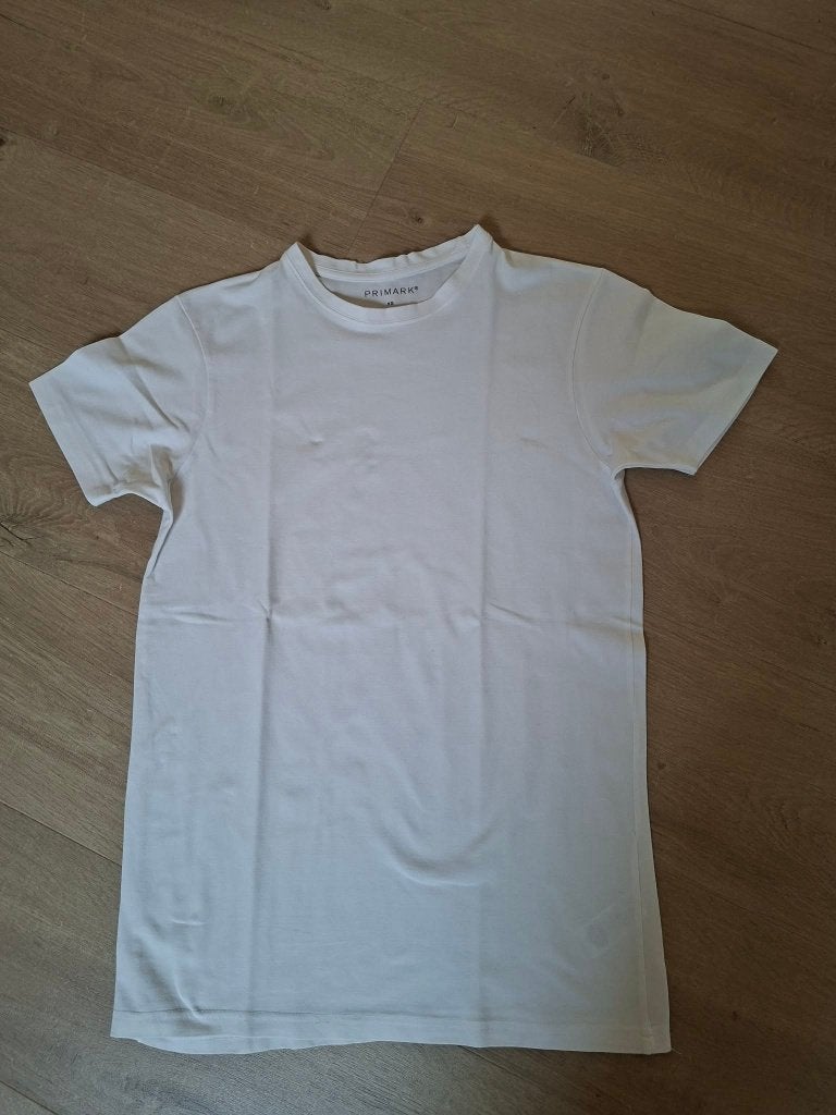 Primark : T-shirt blanc uni (taille XS), Manches courtes, Enlèvement ou Envoi, Primark, Taille 34 (XS) ou plus petite