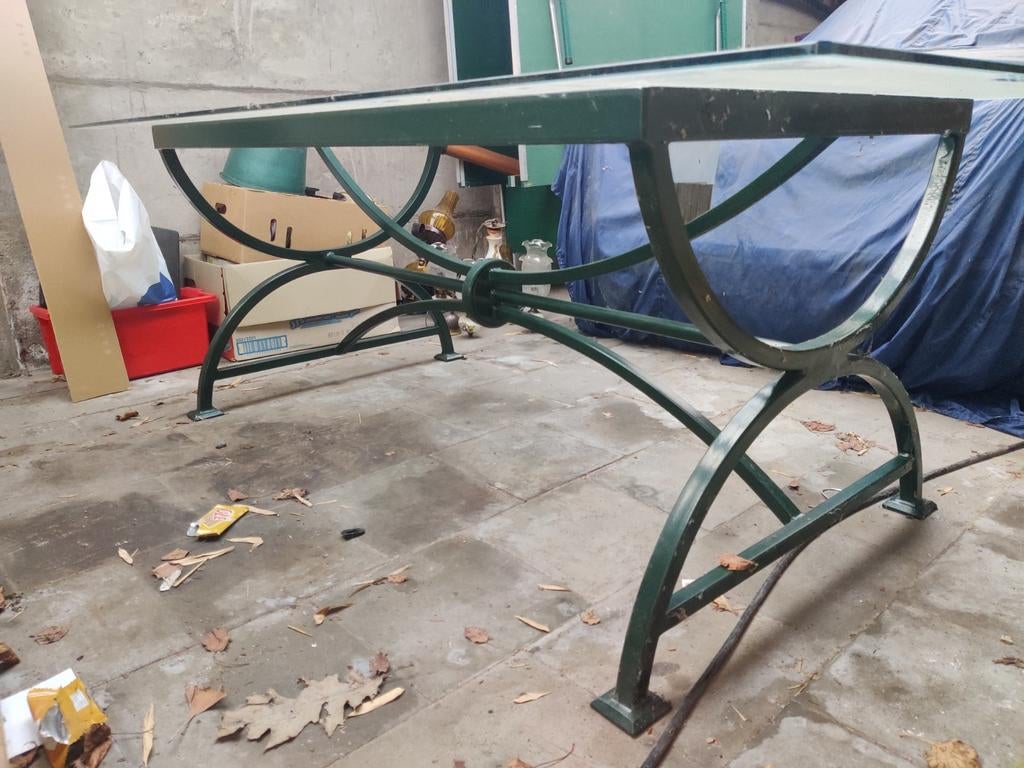 Prachtige tafel met glazen blad., Enlèvement, Extérieur