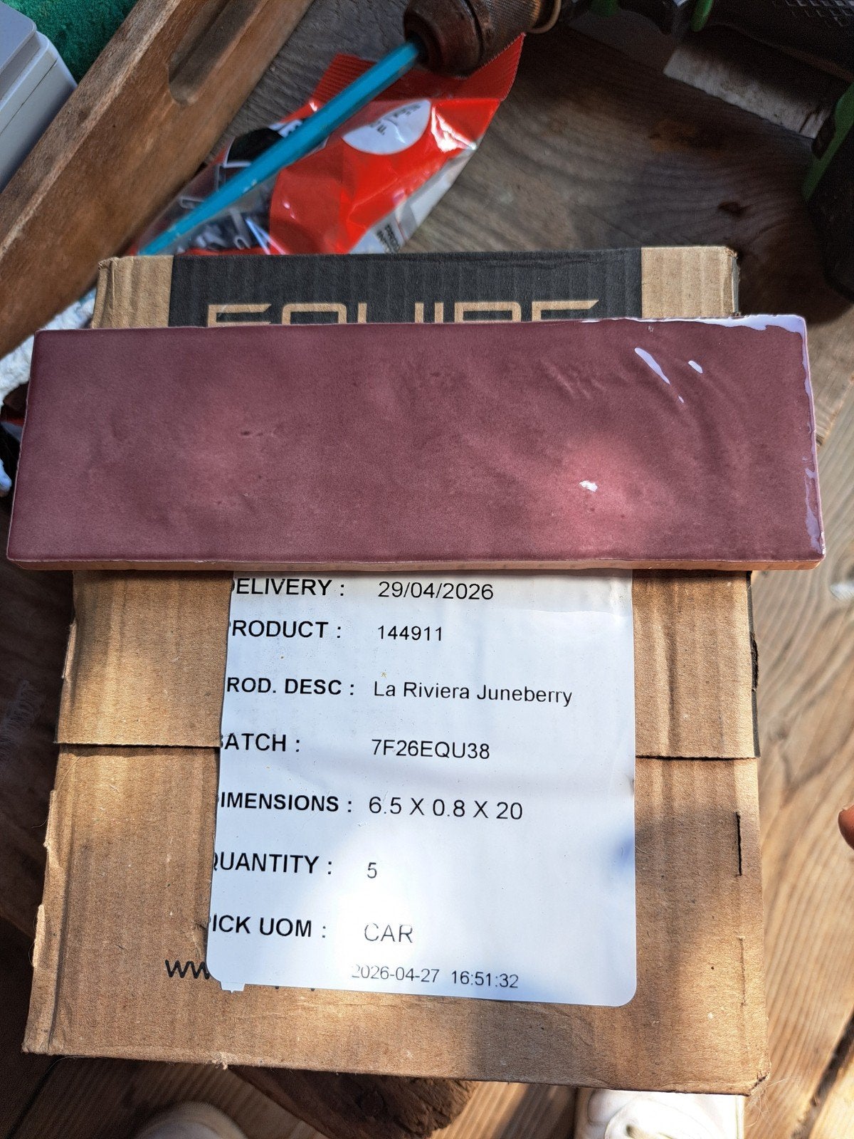 Wandtegel Impermo La Riviera Juneberry 6,5X20, Ophalen, Nieuw, Minder dan 20 cm, 20 tot 40 cm